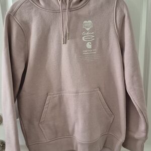 Carhartt Light Purple Hoodie with Ribbed Cuffs and Soft Texture